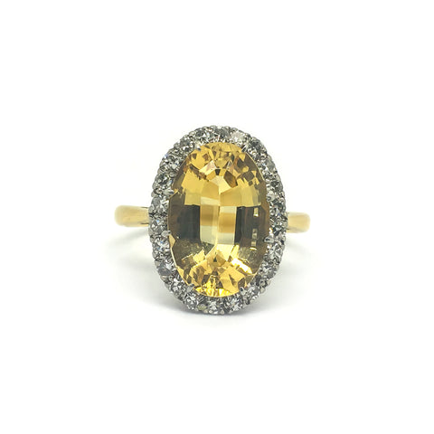 Golden Topaz Diamond Gold Cocktail Ring