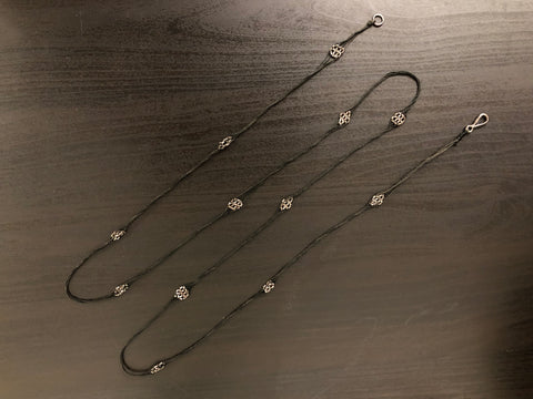 19th Century Cut Steel Bead and Silk Necklace