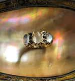 Vintage Gold Moonstone and Ruby Ring