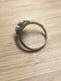 Blue Enamel Victorian Pearl and Diamond Ring - Forget Me Not