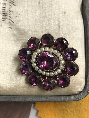 Victorian Amethyst Mourning Brooch 1842