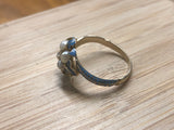 Blue Enamel Victorian Pearl and Diamond Ring - Forget Me Not