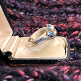 Blue Enamel Victorian Pearl and Diamond Ring - Forget Me Not