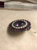 Georgian Garnet, Amethyst and Pearl Brooch