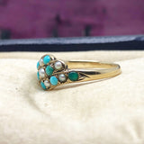Victorian Turquoise And Pearl Ring 15ct Gold