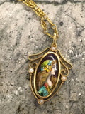 Antique Limoges Enamelled Lady on 18ct Chain