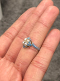 Blue Enamel Victorian Pearl and Diamond Ring - Forget Me Not