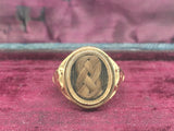 Victorian Gold Lovers Knot Hairwork Ring