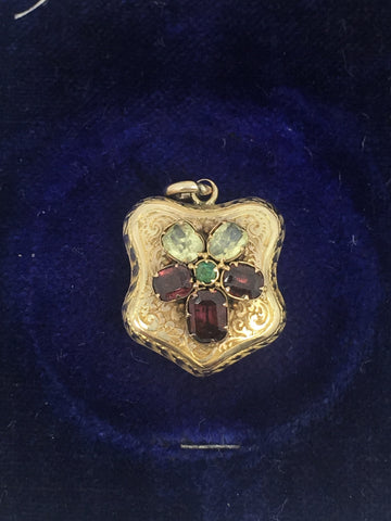 Victorian Locket with Gem Set Flower/Pansy