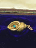 Victorian 9ct Gold Shell Turquoise Charm