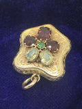 Victorian Locket with Gem Set Flower/Pansy