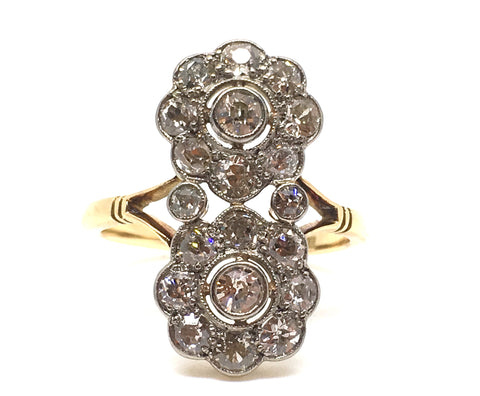 Early 20th Century Double Cluster Diamond Ring