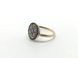 Victorian 15ct Gold Emerald & Pearl Cluster Ring - Ishy Antiques