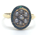 Victorian 15ct Gold Emerald & Pearl Cluster Ring - Ishy Antiques