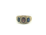 19th Century Gold Engraved Ring with Three Stones - Ishy Antiques