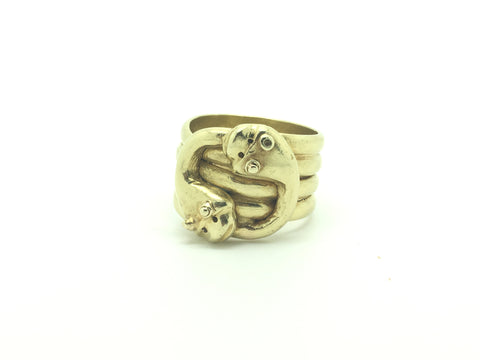 Large 18ct Gold Snake 4 coil Snake Ring - Ishy Antiques