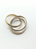 Three Band Russian Style Tri colour 18ct Wedding Ring - Ishy Antiques