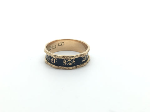 Small sized Rare Victorian Mourning ring 15ct Gold 1880 - Ishy Antiques