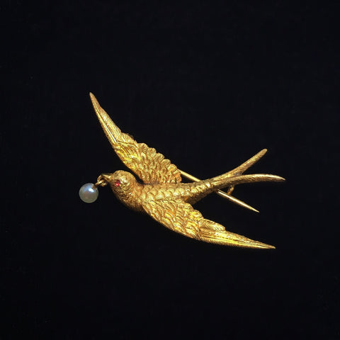 18ct Gold Victorian Bird Brooch - Ishy Antiques