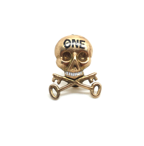 Victorian Theta Nu Epsilon Fraternity Skull Pin H.H Kynett - Ishy Antiques