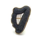 Antique Irish Bog Oak Brooch - Celtic Harp - Ishy Antiques