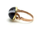 9ct Gold Banded Agate Ring - Ishy Antiques