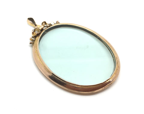 Reserved - Large Gold Locket Pendant with Bow - Ishy Antiques