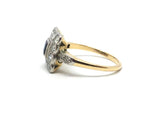 Art Deco Sapphire Diamond Gold Platinum Cluster Ring