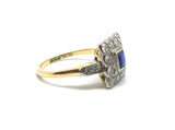 Art Deco Sapphire Diamond Gold Platinum Cluster Ring