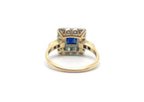 Art Deco Sapphire Diamond Gold Platinum Cluster Ring