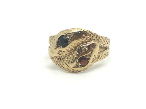 Vintage Gem Set Gold Snake Ring - Ishy Antiques