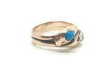 Reserved 18ct Gold, Diamond and Turquoise 19th Century Snake Ring - Ishy Antiques