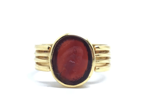 18ct Gold Carnelian Intaglio Ring - Ishy Antiques