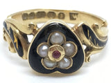 Victorian Mourning Ring Heart Shaped - Ishy Antiques
