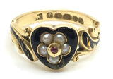 Victorian Mourning Ring Heart Shaped - Ishy Antiques