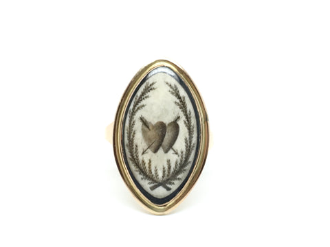 Georgian Mourning Crossed Hearts Ring - Ishy Antiques