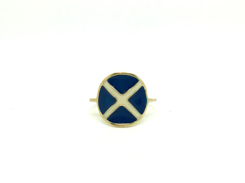 18ct Gold Saltire Ring - Ishy Antiques