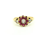 18ct Gold Ruby and Diamond Cushion Cut Ring - Ishy Antiques