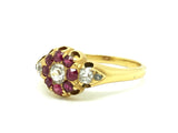 18ct Gold Ruby and Diamond Cushion Cut Ring - Ishy Antiques