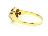18ct Gold Ruby and Diamond Cushion Cut Ring - Ishy Antiques