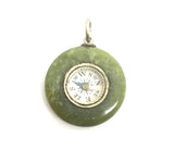 Rare Antique Connemara Marble Compass with Silver Chain - Ishy Antiques