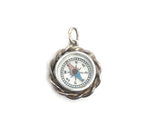 Antique Silver Compass with Silver Chain - Ishy Antiques