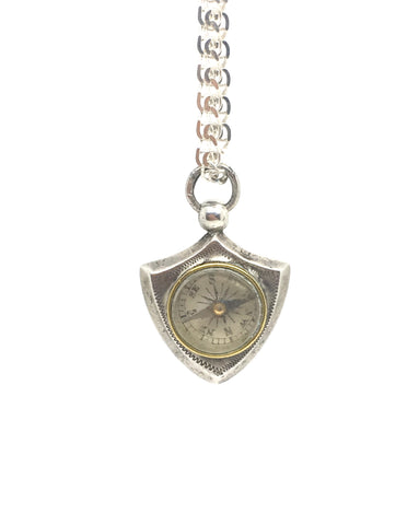 Antique Shield Silver Compass with Silver Chain Reserved - Ishy Antiques