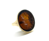 reserved Antique Amber Glass Intaglio Ring - Ishy Antiques