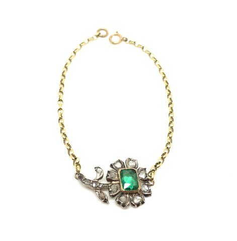 IxH Collab Early Emerald and Diamond Flower Bracelet - Ishy Antiques