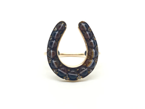 Victorian Banded Agate and Diamond Ring - Ishy Antiques