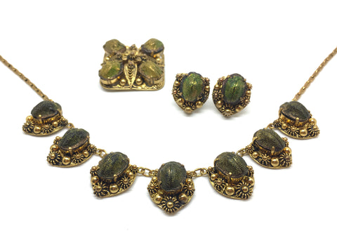 1950's Glass Scarab Jewellery Suite