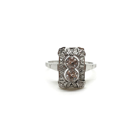 Reserved Art Deco Two Stone Panel Ring