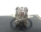 Reserved Art Deco Two Stone Panel Ring