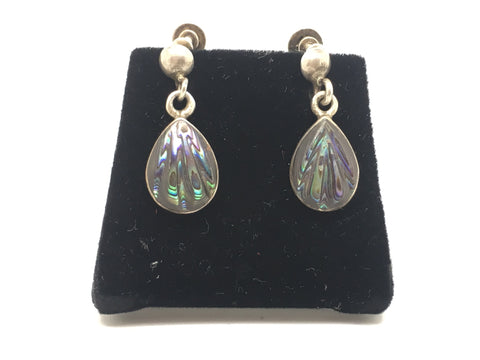 Vintage Abalone Shell Sterling Silver Earrings